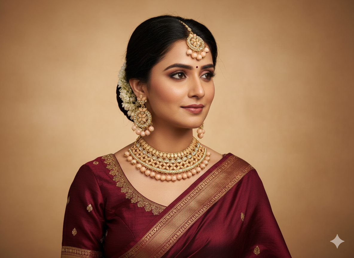 Timeless Peach and Gold Kundan Set