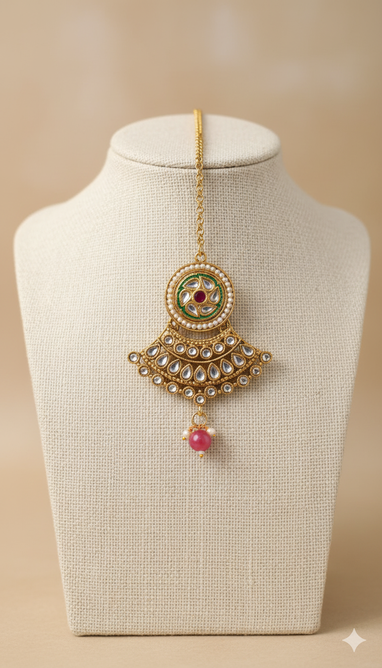 Regal Kundan & Ruby Maang Tikka