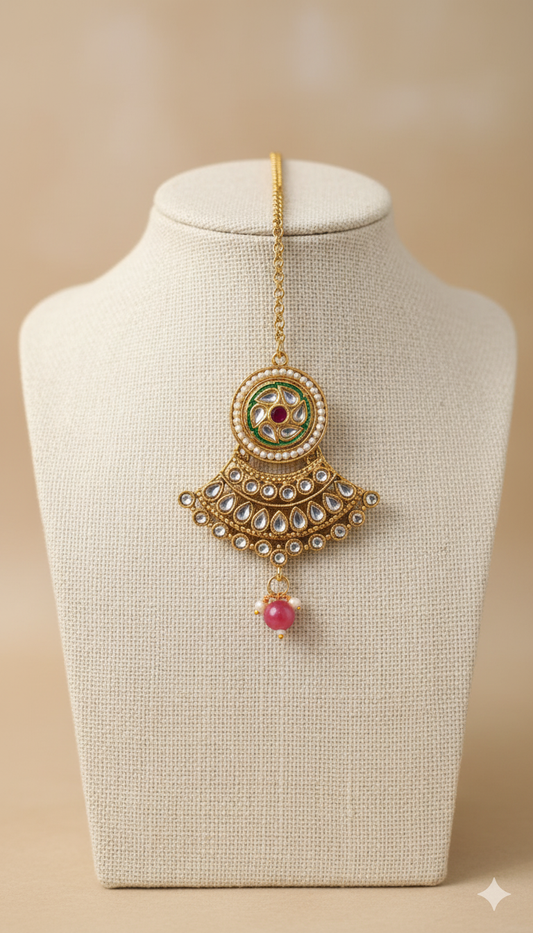 Regal Kundan & Ruby Maang Tikka