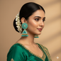 The Turquoise Teal Floral Jhumka Earrings