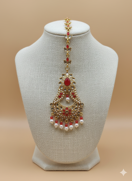 The Bridal Ruby & Pearl Maang Tikka